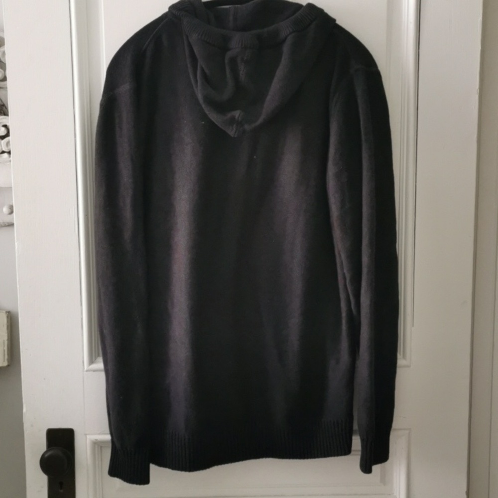 Mens KOLBY gray knit pullover hoodie henley preppy sweater/pockets. Size Large - Picture 8 of 8